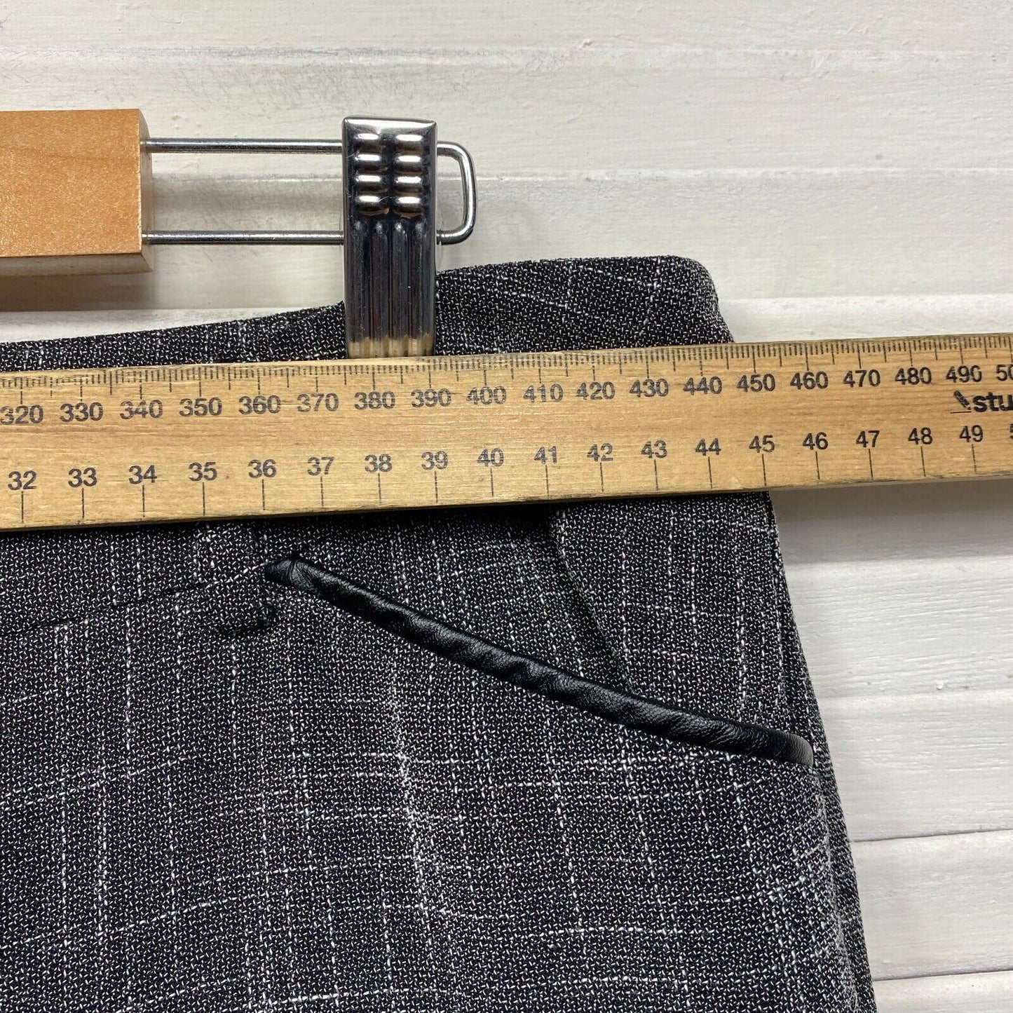 Suzanne Grae Pants Size 14 Grey Check Office Pockets Full Length