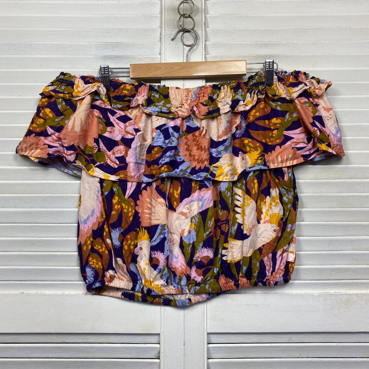 Best & Less x Ellie Whittaker Crop Top Size 16 Floral Off the Shoulder