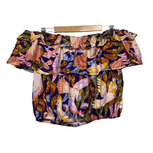 Best & Less x Ellie Whittaker Crop Top Size 16 Floral Off the Shoulder