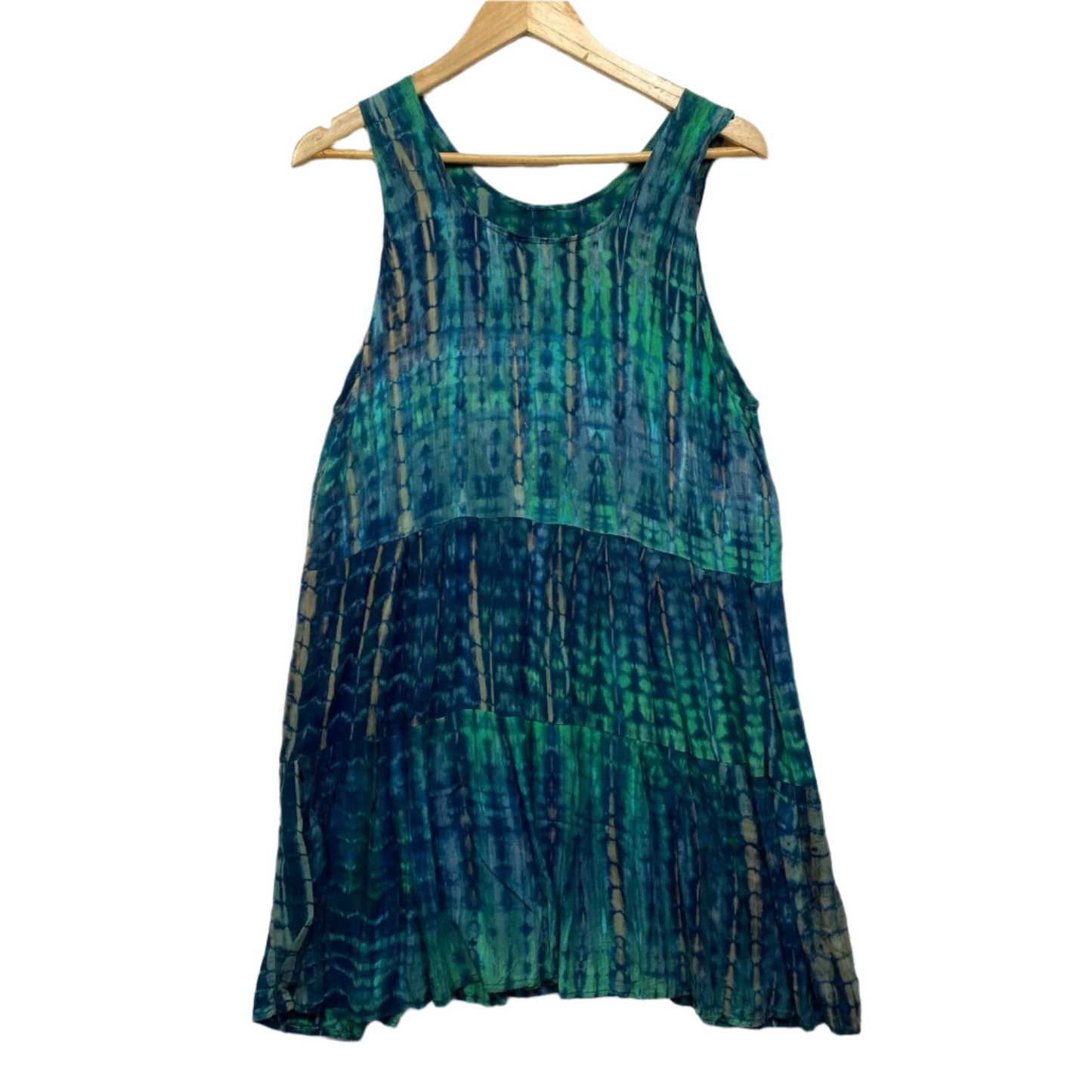 Boho Dress One Size Sleeveless Tie-Dye Hippie Shift Knee Length