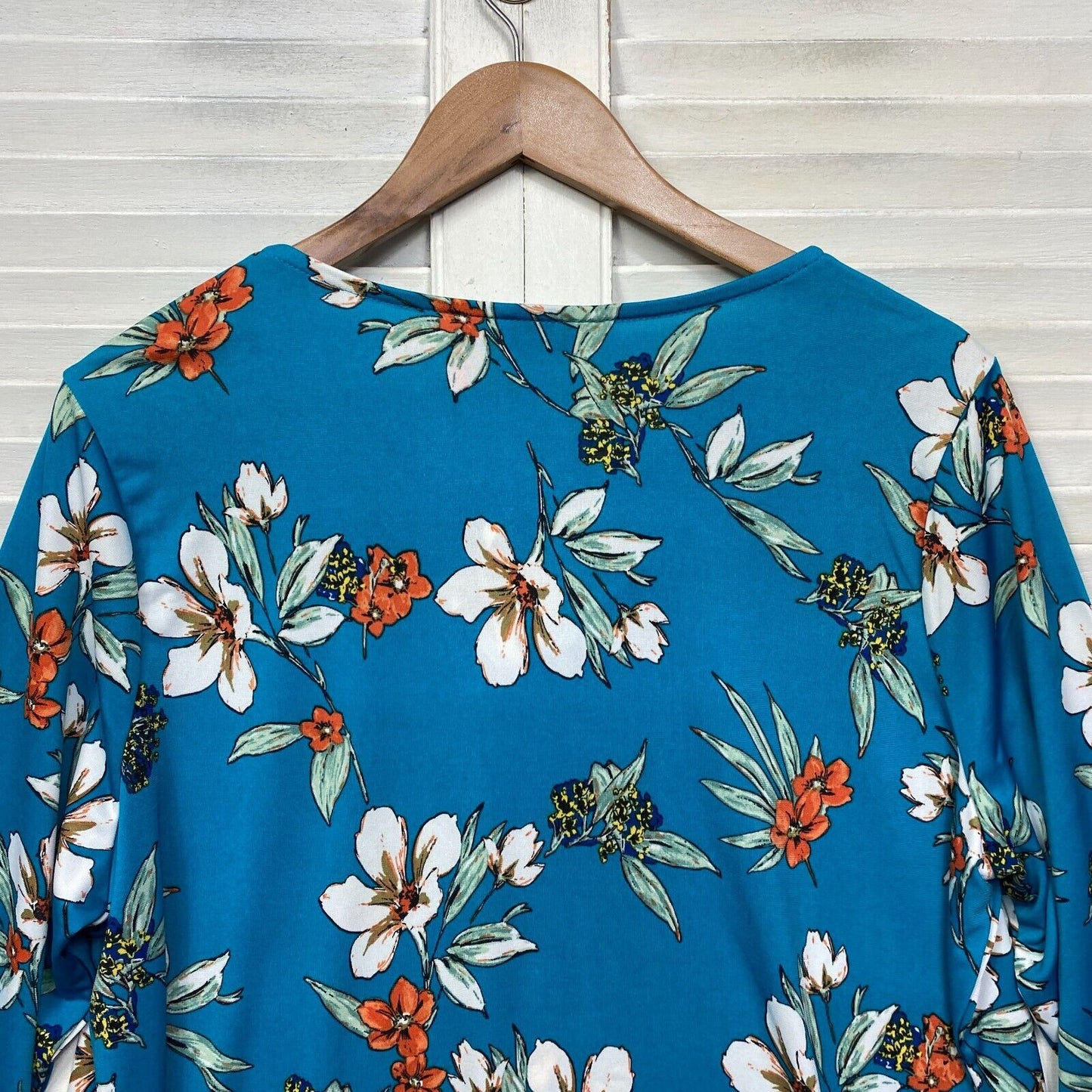 Millers Top Size 18 Plus Blue Floral Long Sleeve