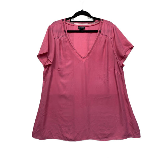 City Chic Top Womens 16 Plus Small Pink Short Sleeve V Neck Preloved