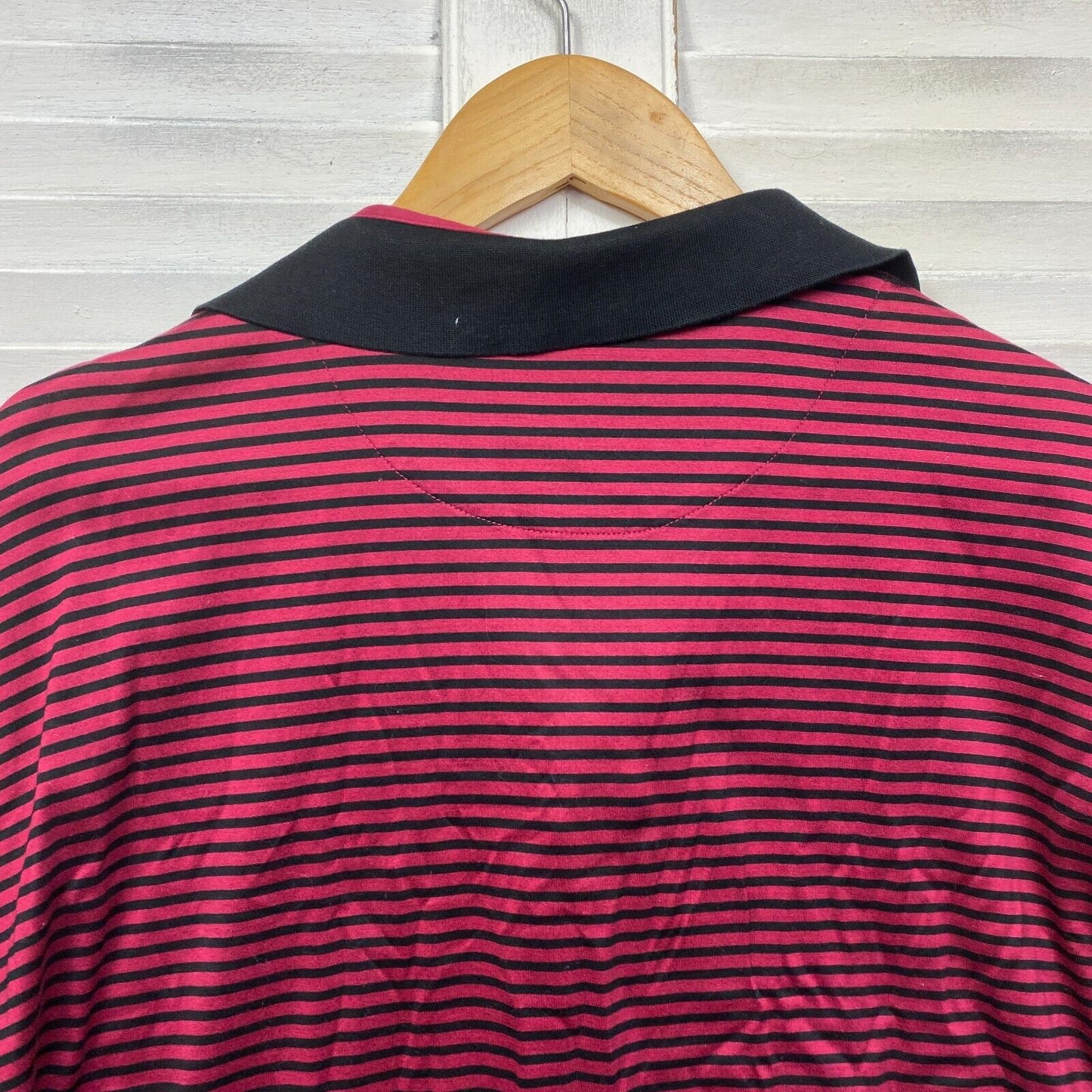 DionCarlo Polo Shirt Mens Size 2XL Red Black Striped Short Sleeve Cotton