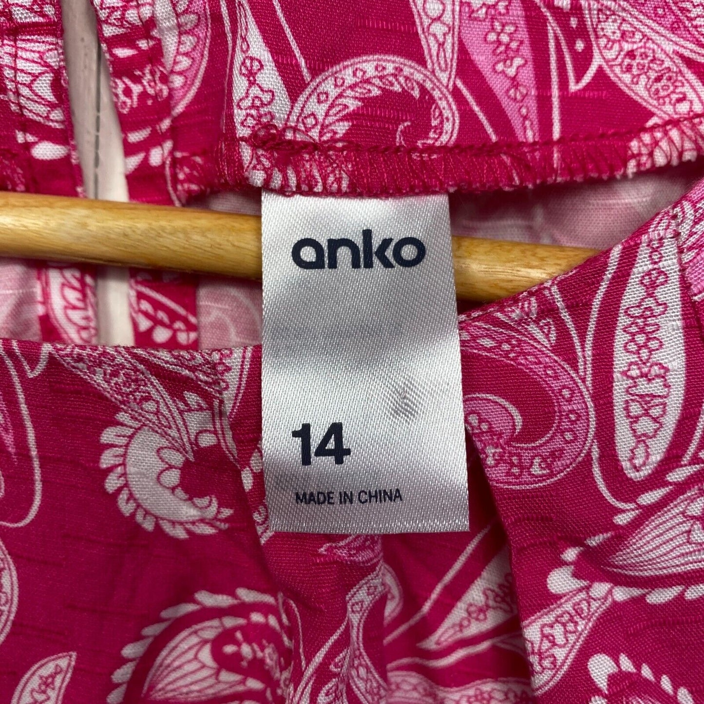 Anko Top Size 14 Pink Paisley Print Short Sleeve Viscose