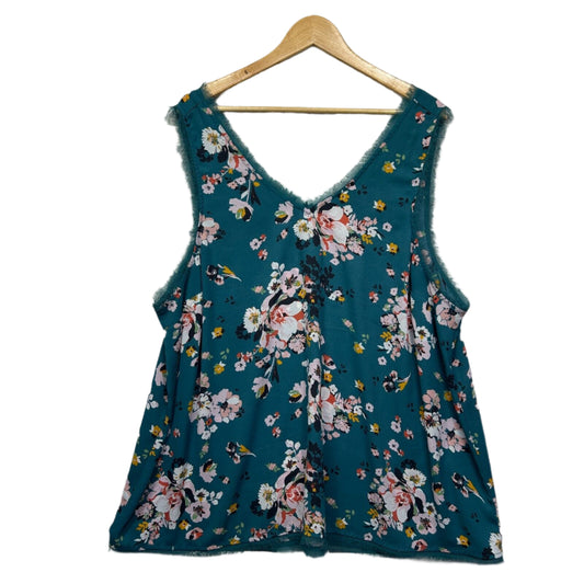 Torrid Top Size 22 24 Plus (3) Teal Floral Sleeveless