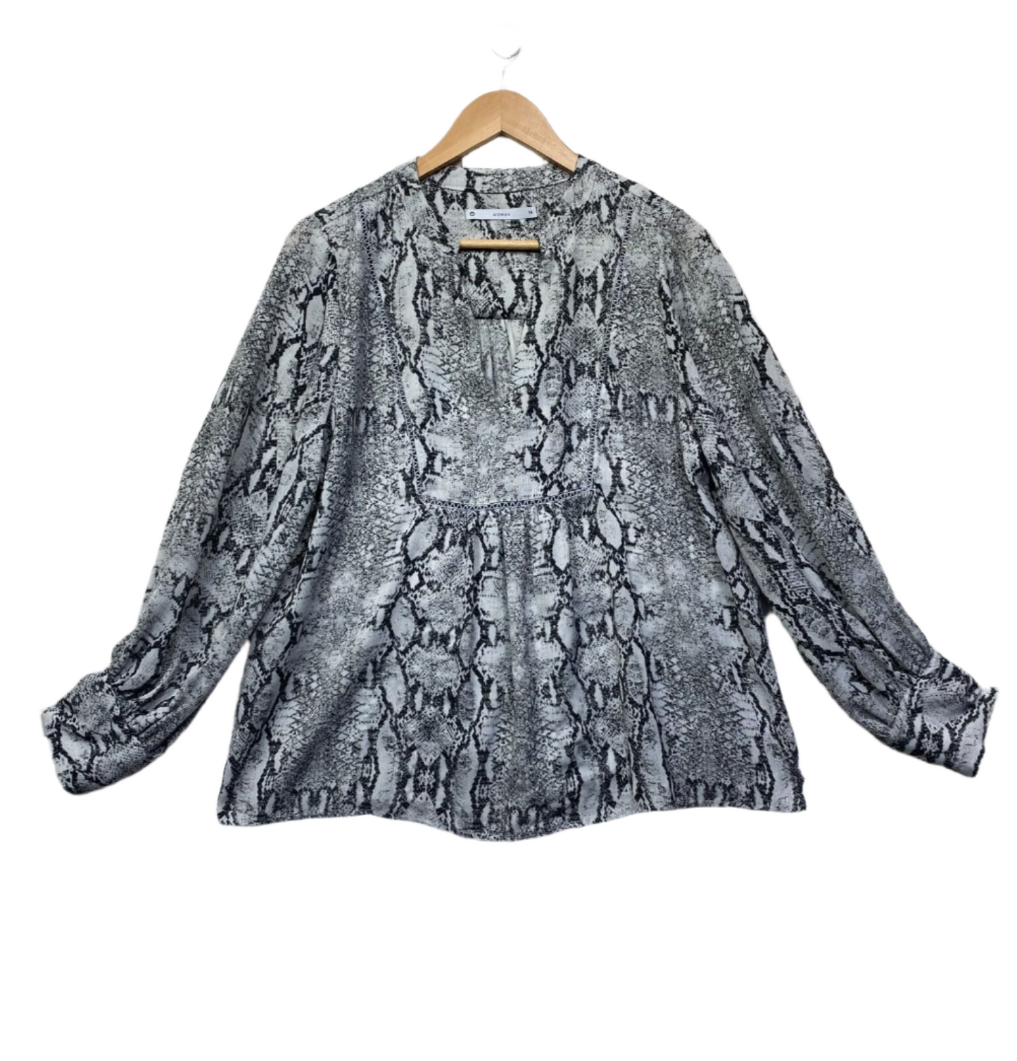 Target Top Size 14 Grey Long Sleeve Snakeskin Print