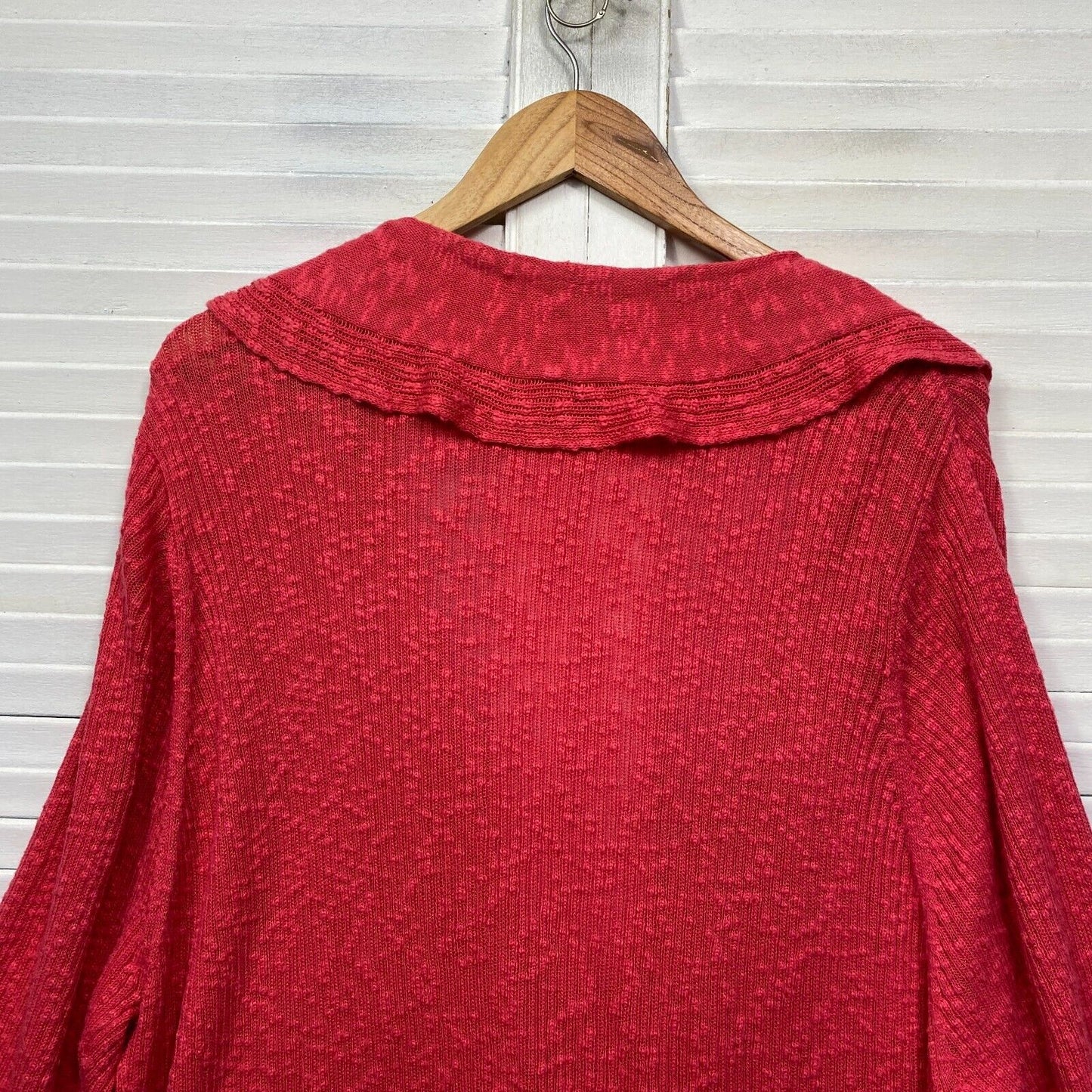 Beme Cardigan Jumper Size Large 20 Plus Red Long Sleeve Knit Striped