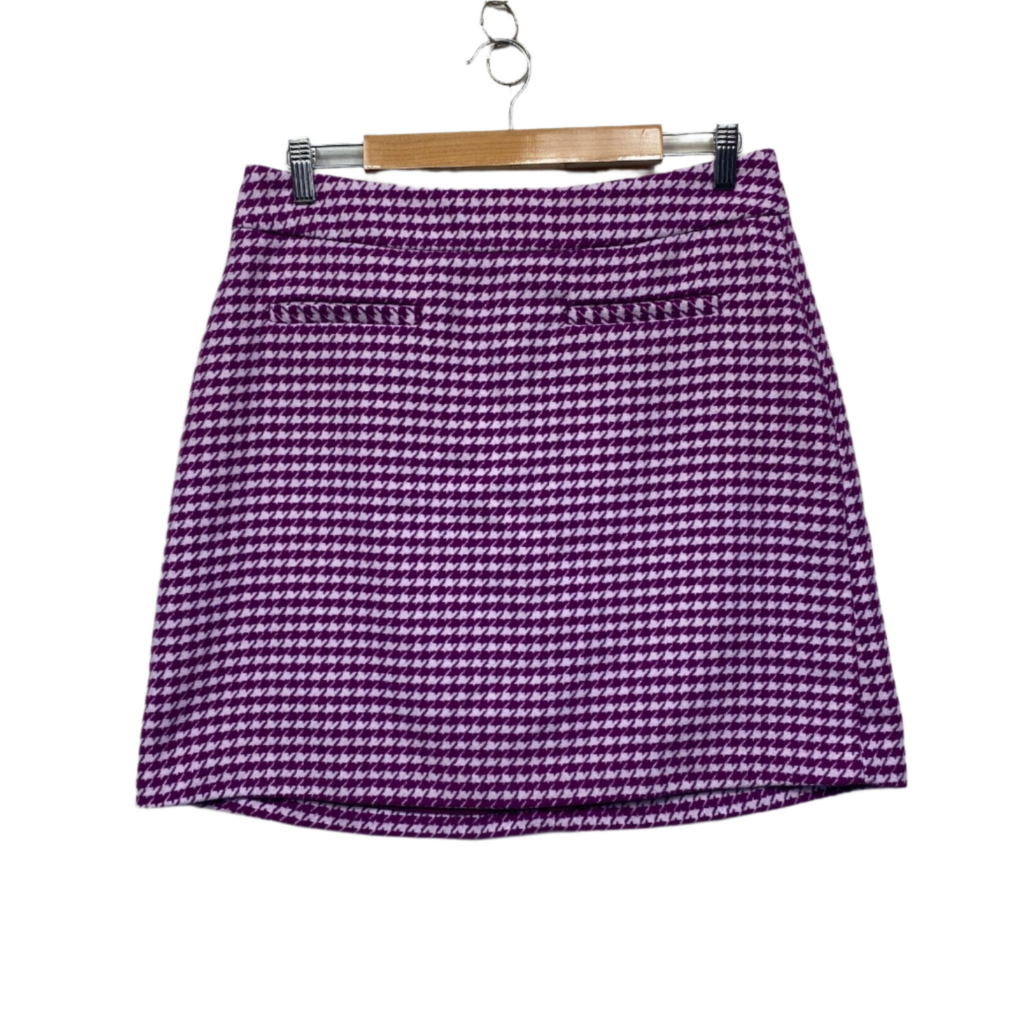 Marcs Skirt Size 14 Purple Houndstooth Check Wool Blend Lined Short Mini