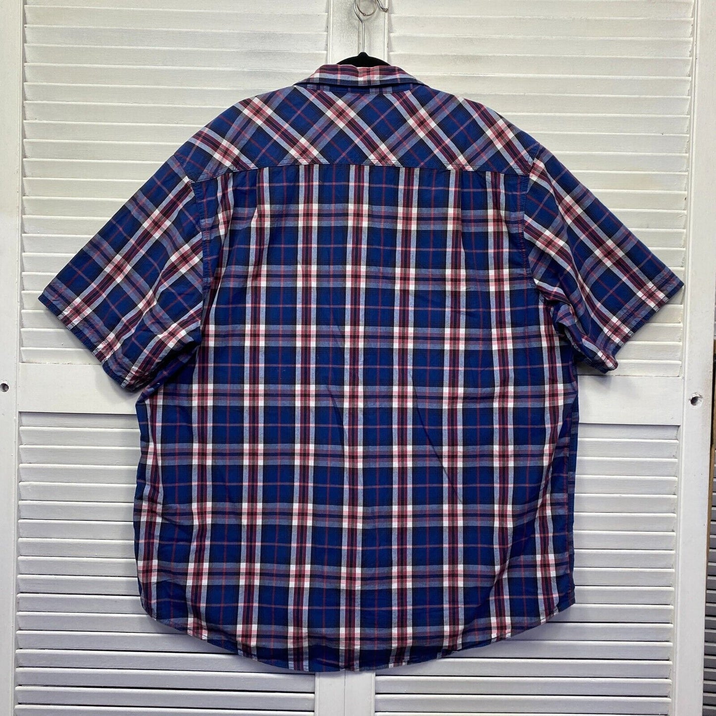 Joe & Co Shirt Mens 3XL Plus Blue Long Sleeve 100% Cotton Big & Tall Check