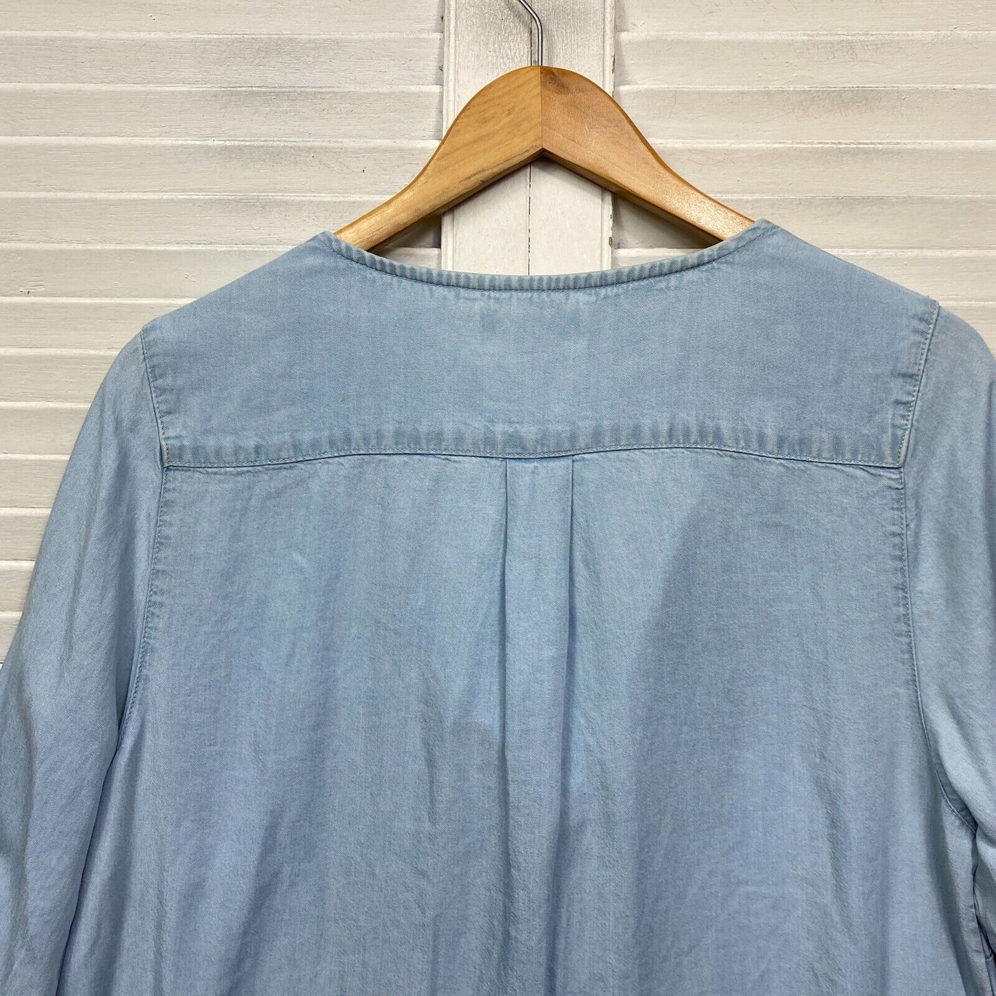 Beme Top Size 14 Plus Size Blue Chambray Lyocell Roll Tab Sleeve Preloved