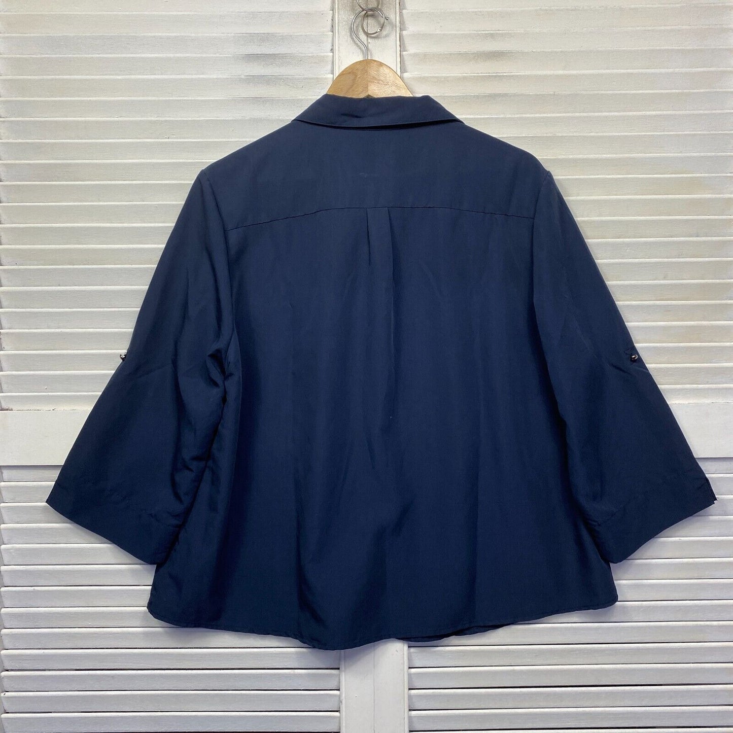 Noni B Top Size 18 Navy Blue Button Up Long Sleeve Collared Office