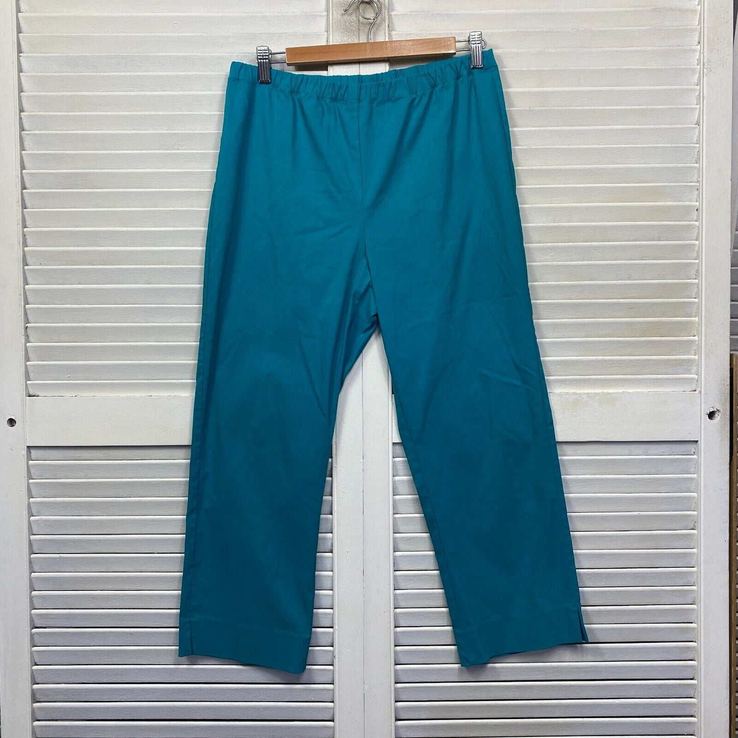 Blue Illusion Pants Size Large 14 Blue Teal Elastic Waist Viscose