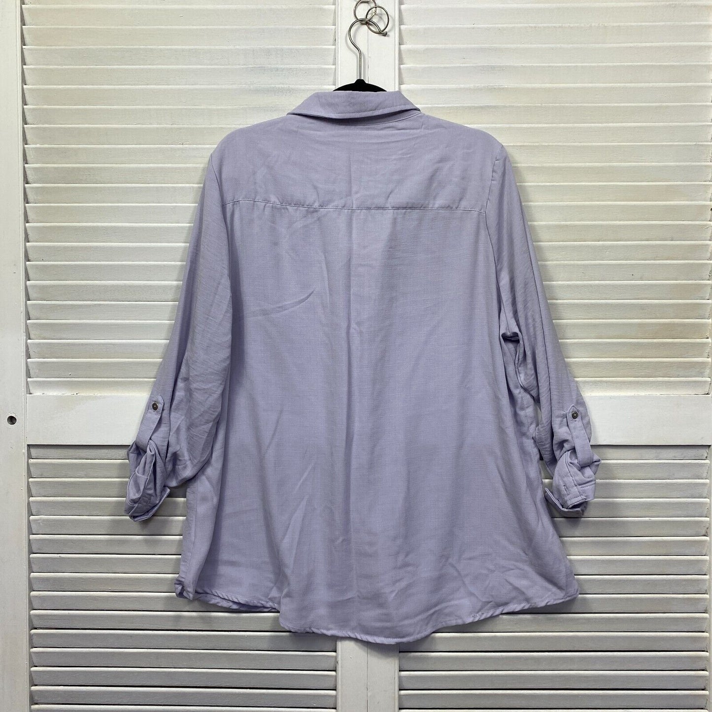 Millers Top Size 18 Plus Mauve Lavender Button Up Roll Tab Sleeve