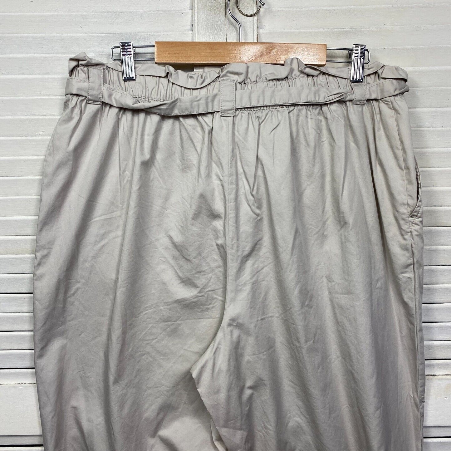 Target Pants Size 16 Beige Ankle Tie Baggy Pockets Belt Viscose