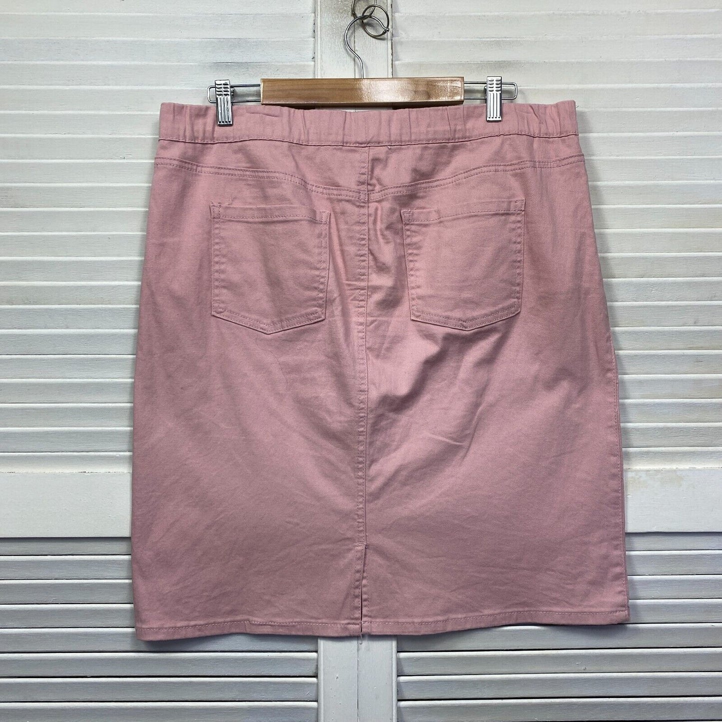 Rockmans Skirt Size 14 Pink Knee Length Heavy Cotton Elastic Waist  Pockets