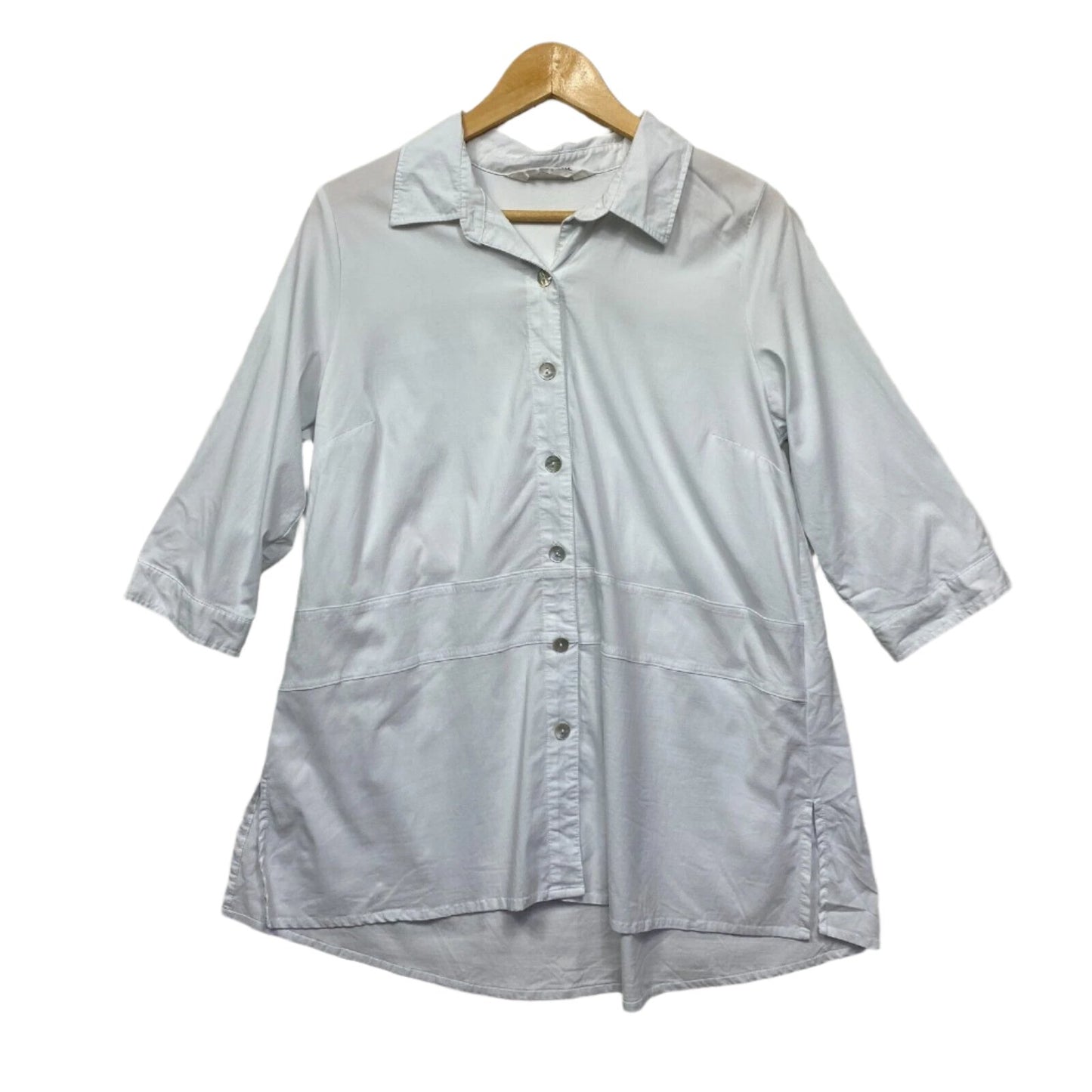 Virtuelle Top Size 12 14 Button Up White 3/4 Sleeve