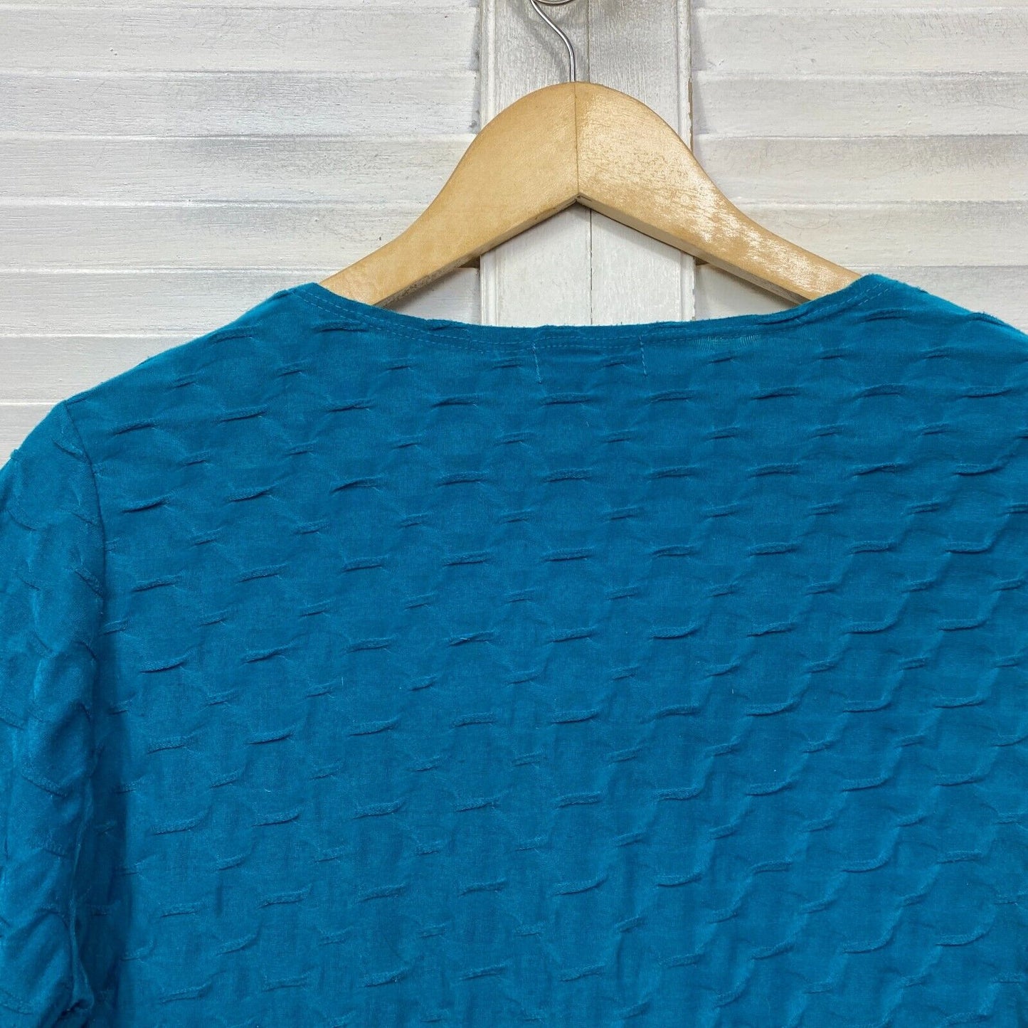 Millers Top Size 18 Plus Blue Teal 3/4 Sleeve Casual Textured