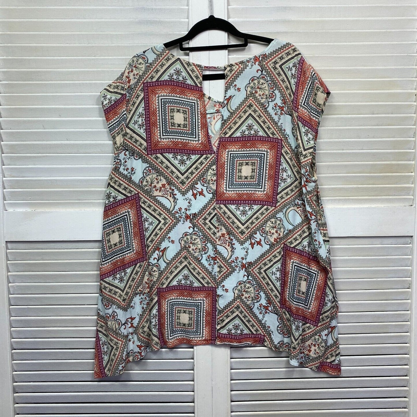 Katies Top Size 16 Plus Short Sleeve Multicoloured Viscose