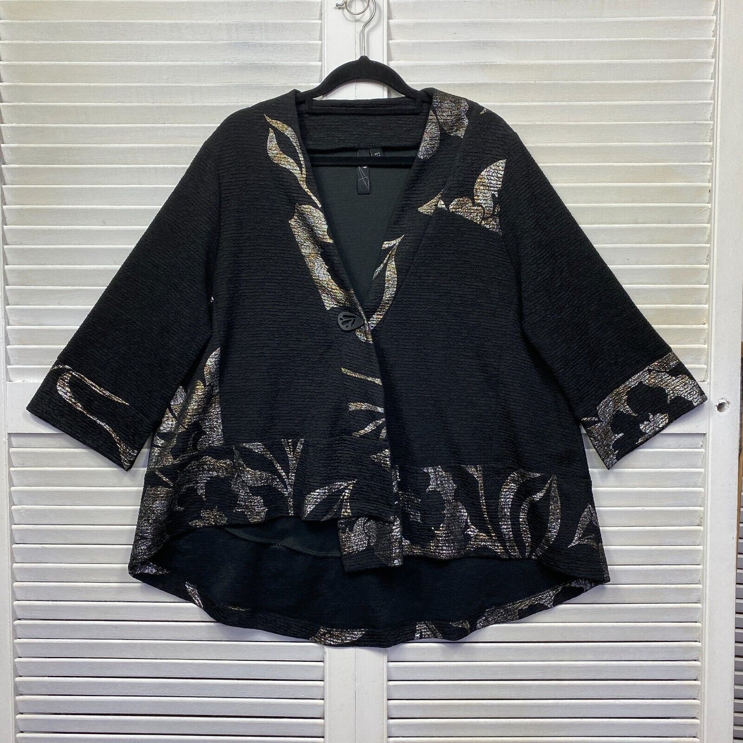 Taking Shape Top Jacket Size 16 Small Plus Black Gold Occasional Evening