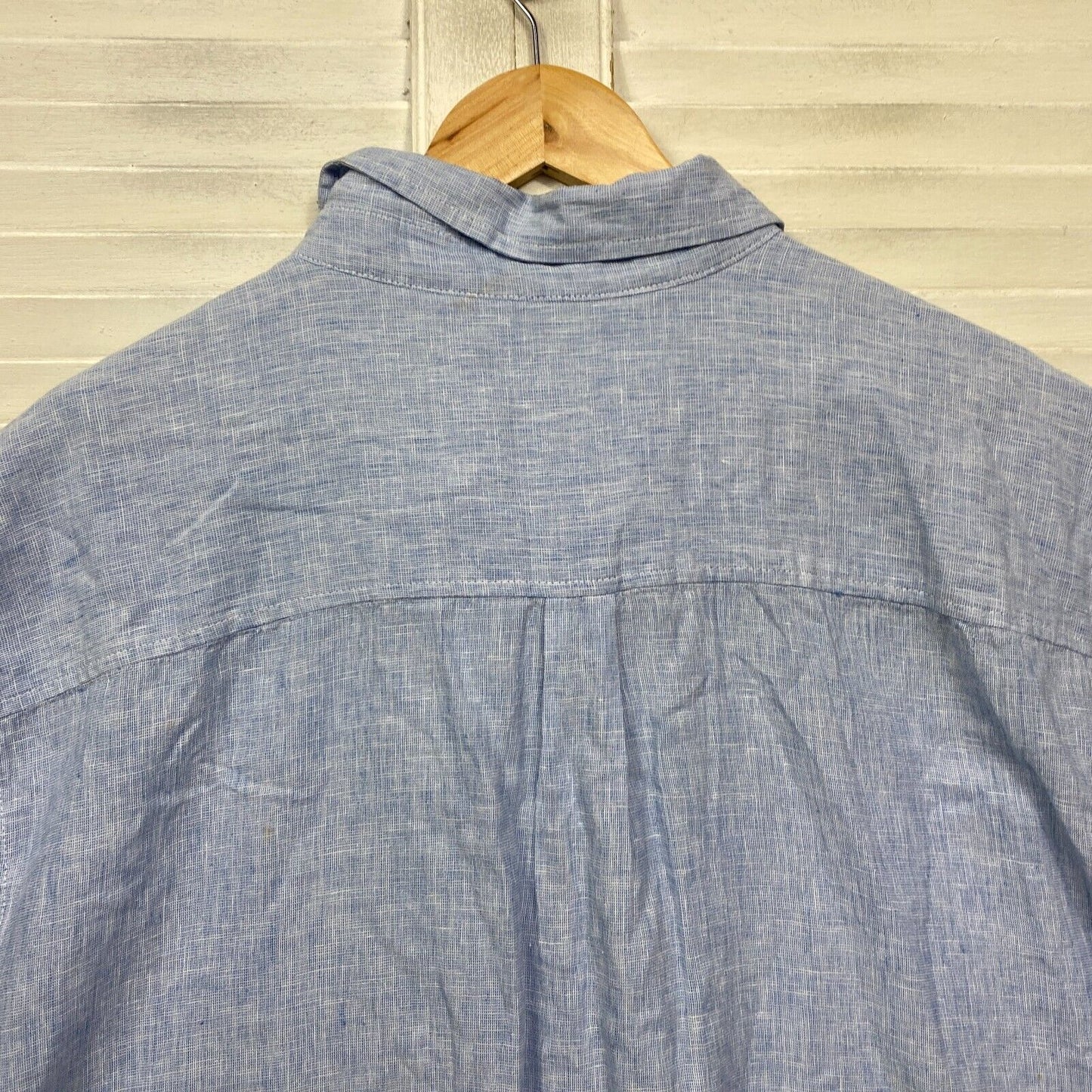 Anko Shirt Mens Size 4XL Blue Short Sleeve Button Up Linen Blend