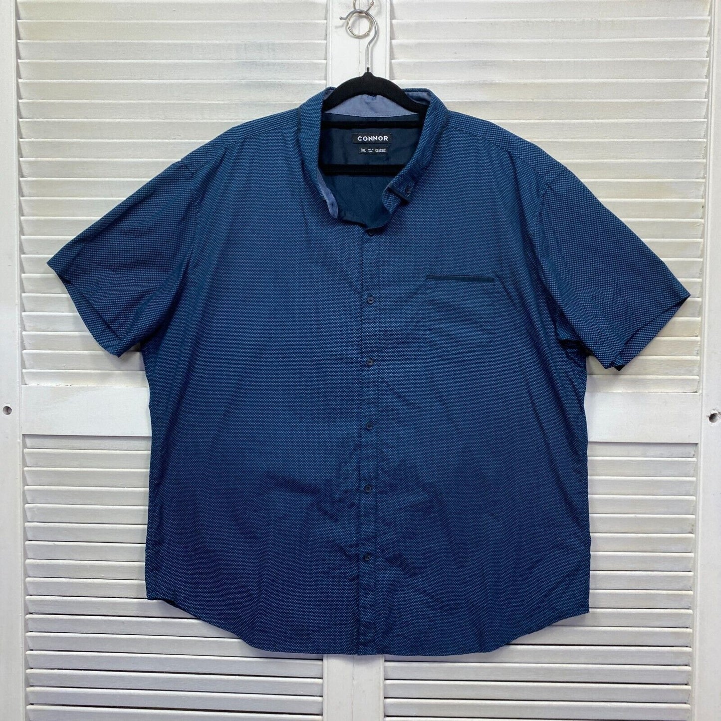 Connor Shirt Mens Size 3XL Plus Blue Classic Fit Short Sleeve Button Up Cotton