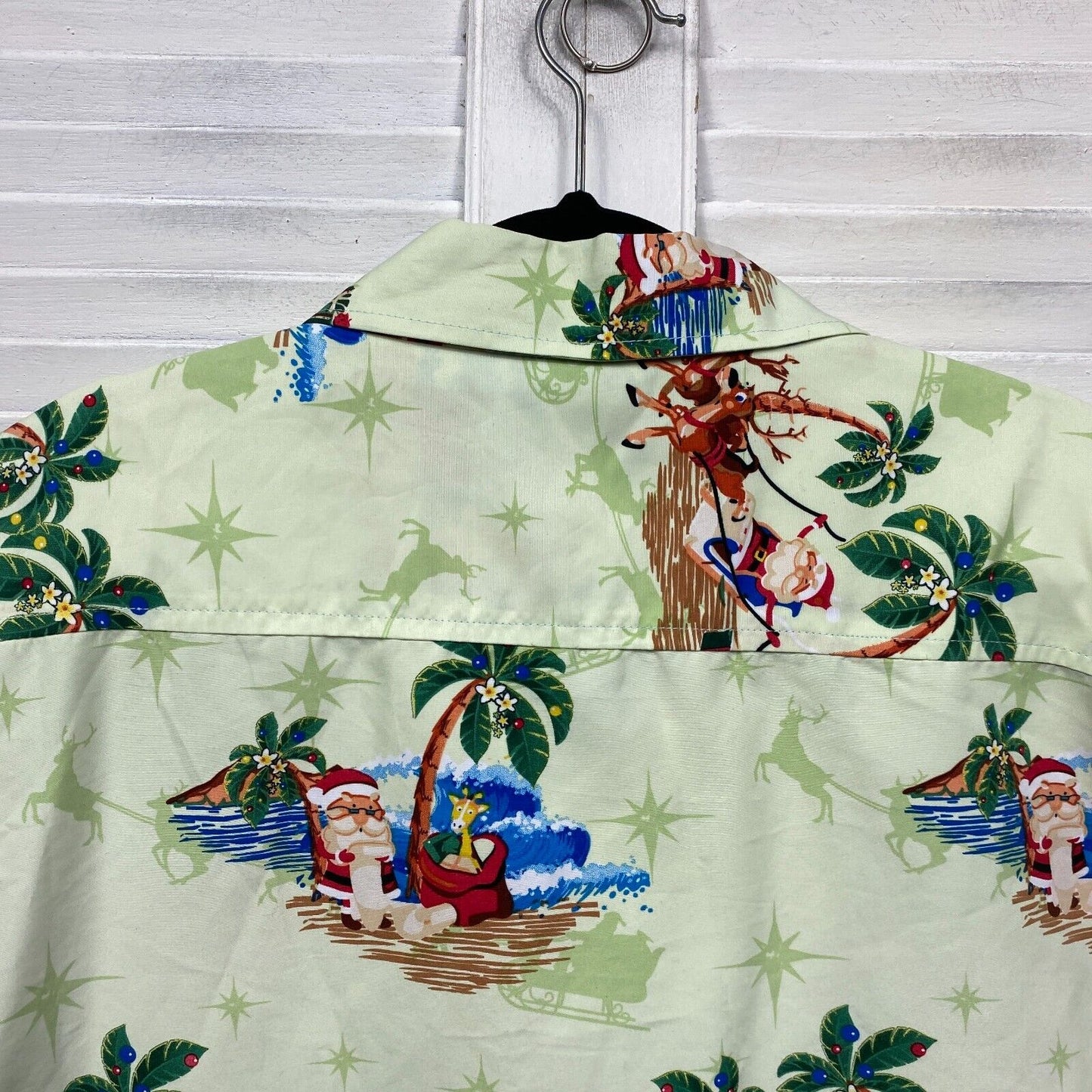 Christmas Shirt Mens 4XL Short Sleeve Santa Beach Surfing Tropical Preloved