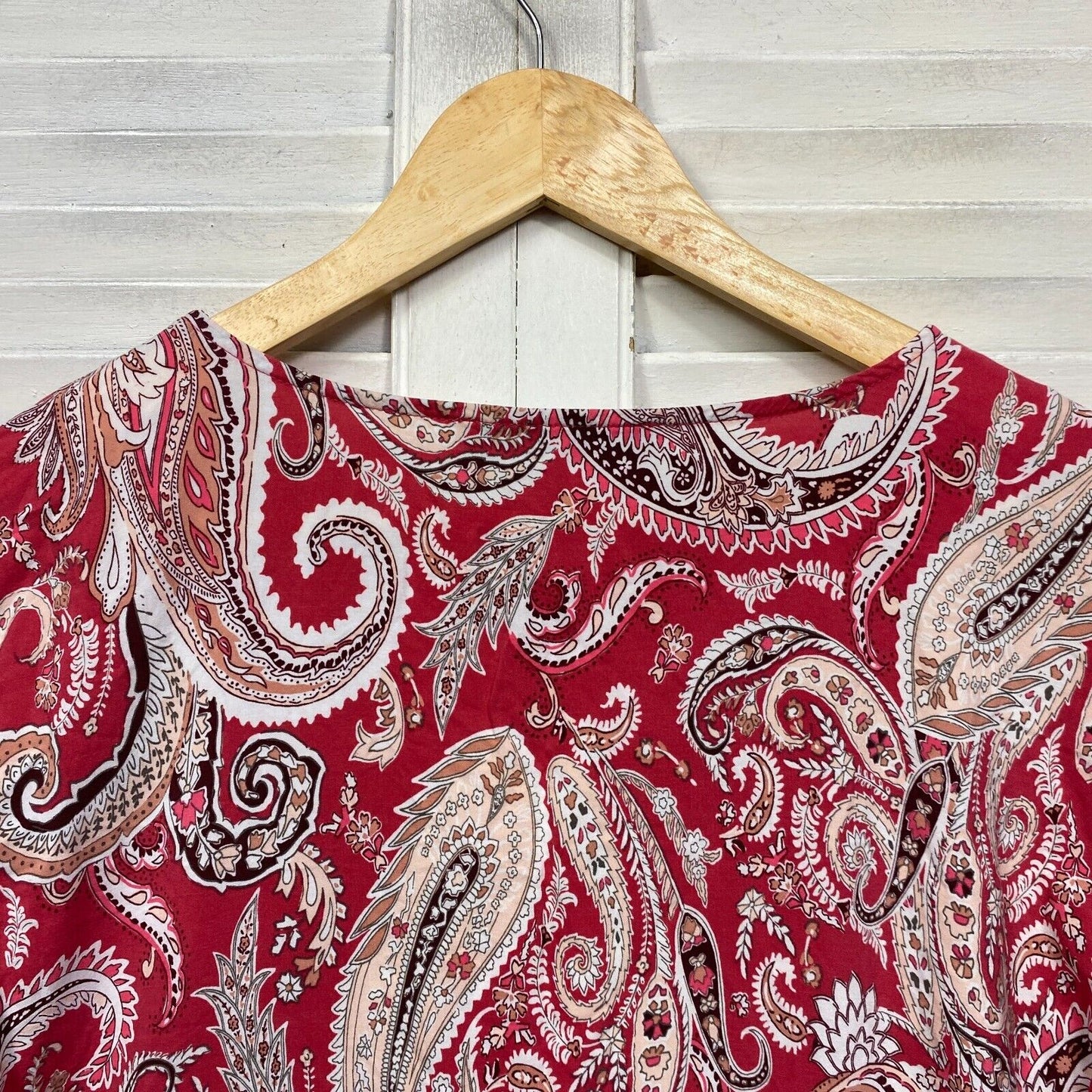 Target Top Size 14 Red Paisley Print Short Sleeve Viscose