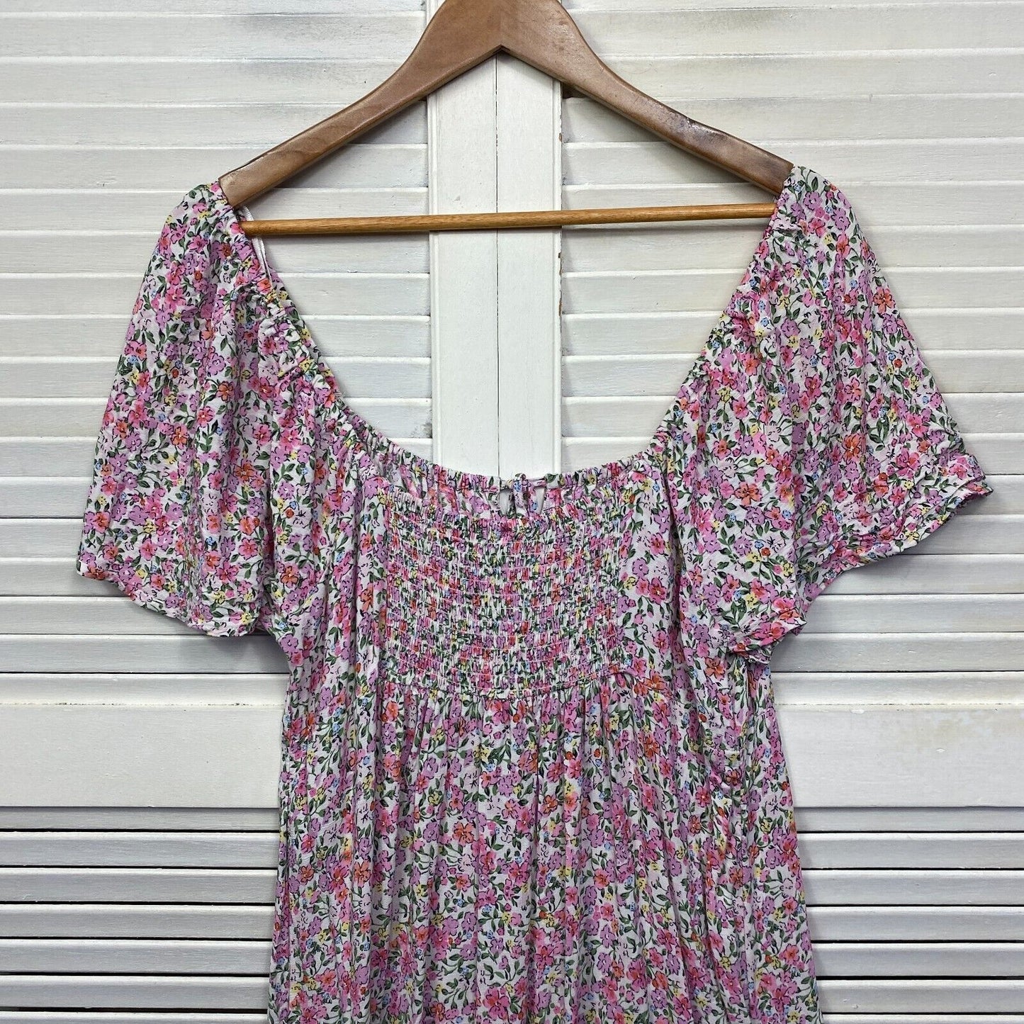 Anko Maxi Dress Size 16 Short Sleeve Multicoloured Floral Long Viscose