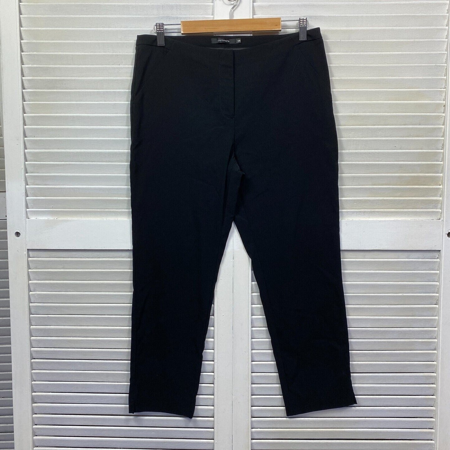 Portmans Pant Size 14 Black Pockets Zip Fly Office Work