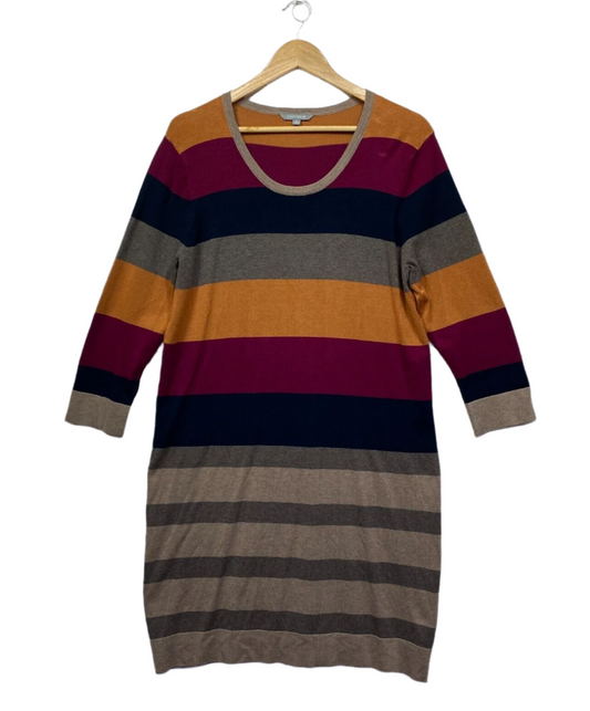 Suzanne Grae Knit Dress Size Large Striped Multicoloured Long Sleeve