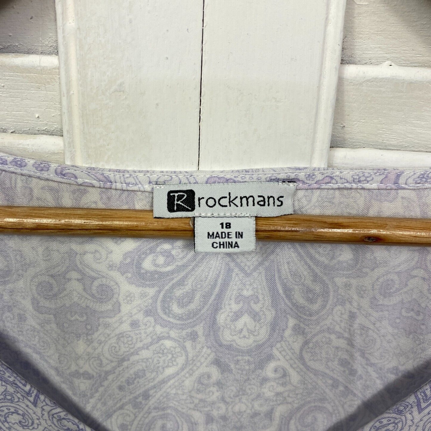 Rockmans Top Size 18 Purple Mauve Bell Sleeve Paisley Print V Neck Viscose