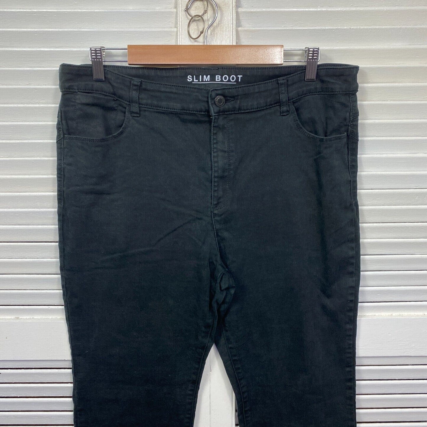 Marks & Spencer Jeans Size 16 18 Black Denim Slim Bootcut