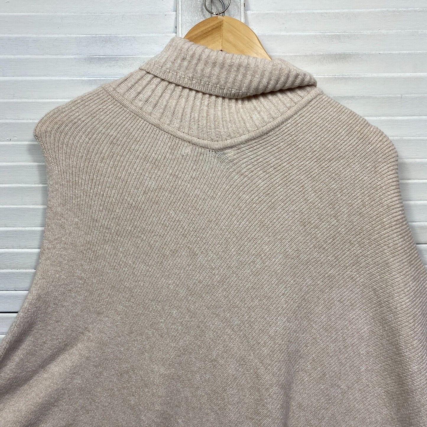 Forever New Shawl Jumper Short Sleeve Knit Beige One Size Turtleneck