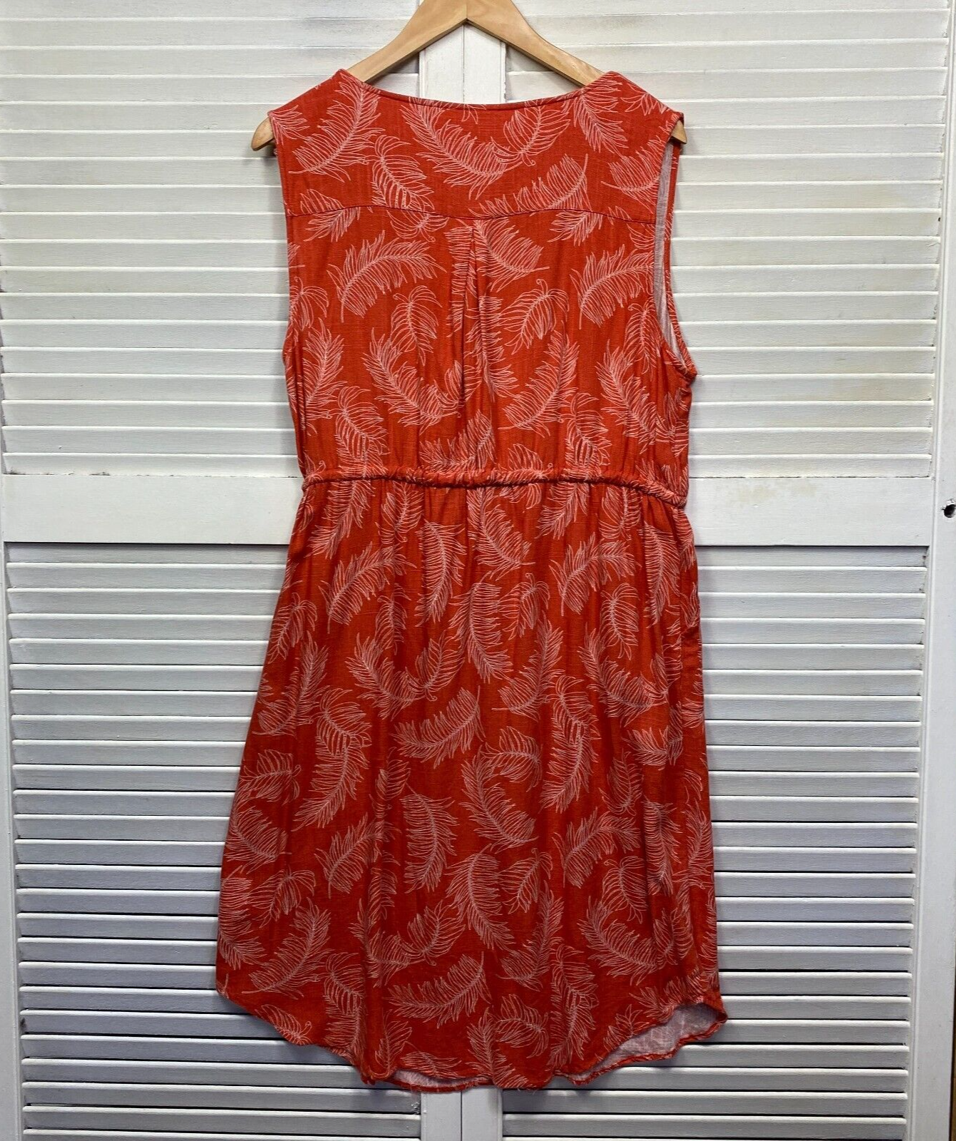 Millers Dress Size 16 Plus Orange Sleeveless Linen Blend Pockets V Neck