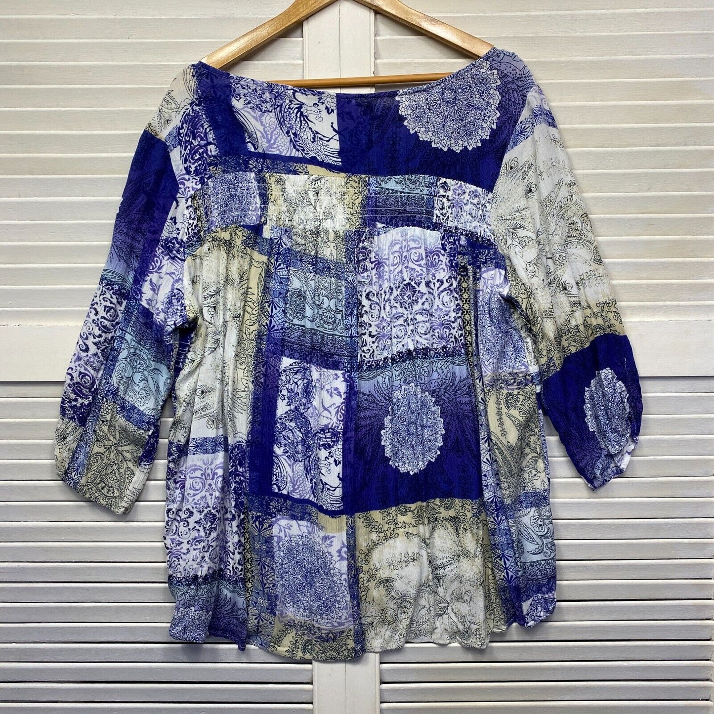 Evans City Chic Tunic Top Size 18 Blue 3/4 Sleeve Viscose