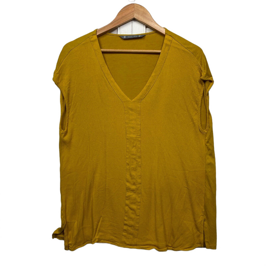 Katies Top Size XL Size 14 16 Mustard Short Sleeve  Preloved
