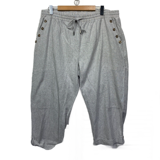 Rockmans Linen Pants Size 18 Plus Pockets Grey Preloved