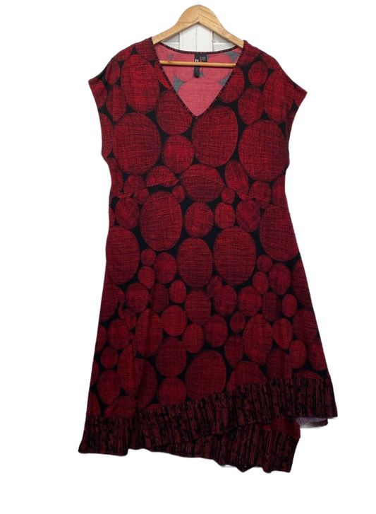 Taking Shape Dress 14 Plus Size XS Red Black Midi Length Layered Maxi Preloved
