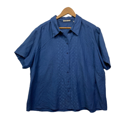Regatta Linen Top Size 22 Plus Blue Button Up Preloved
