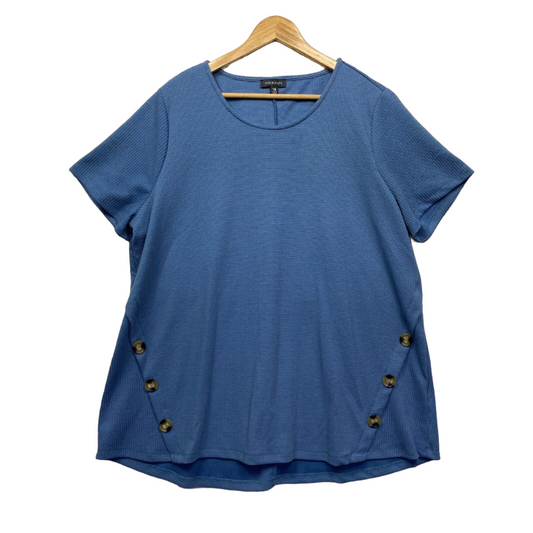 Autograph Top Size 18 Plus Blue Short Sleeve Textured Casual Preloved