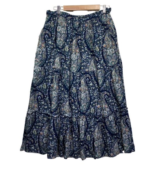 Tree of Life Maxi Skirt Size XL Pockets Paisley Print Drawstring Preloved