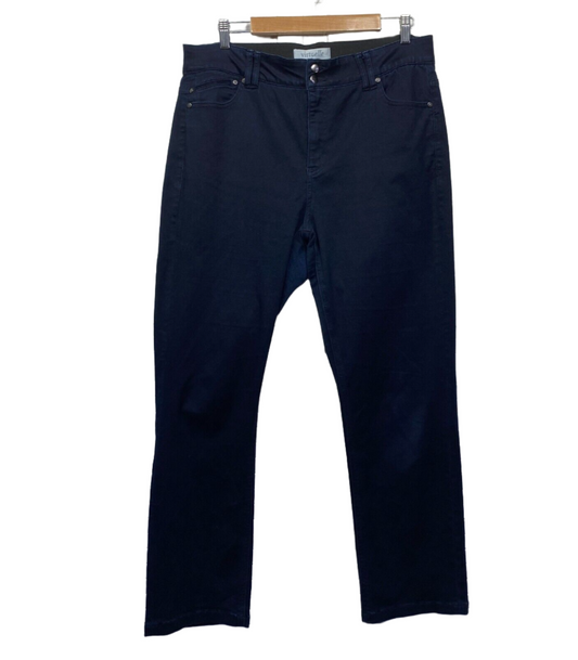 Virtuelle Jeans Pants Size 16 Plus Denim Blue Stretch Straight Leg Pull On Preloved