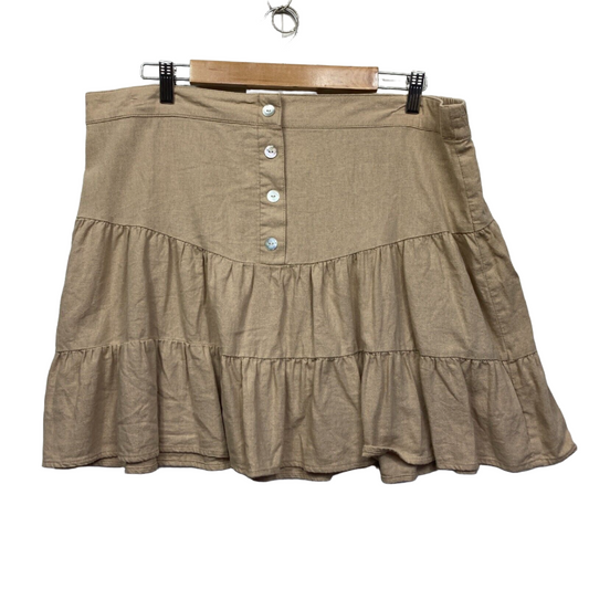 Anko Mini Skirt 18 Plus Linen Blend Beige Elastic Waist Preloved