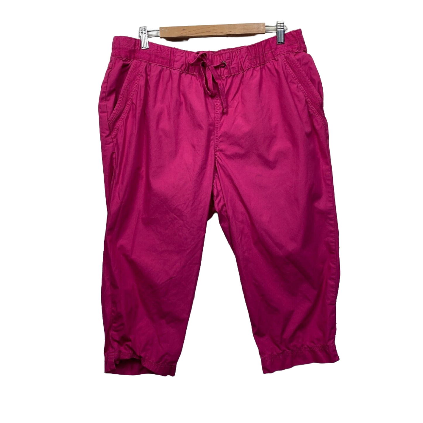 Autograph Pants Size 14 Pink Drawstring Pockets Cropped 3/4 Length Cotton