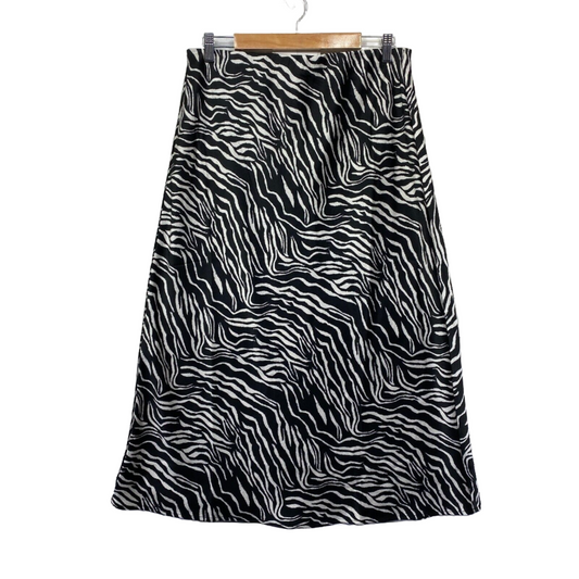 Decjuba Maxi Skirt Size 14 Black White Zebra Print Long Elastic Waist New