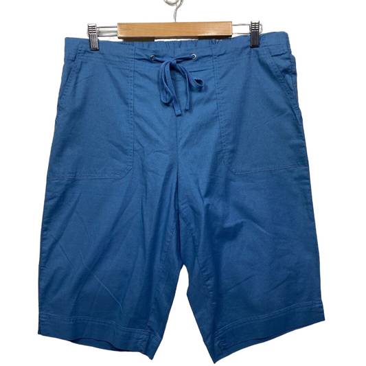 Suzanne Grae Shorts Size 14 Blue Pockets Drawstring Cotton Preloved