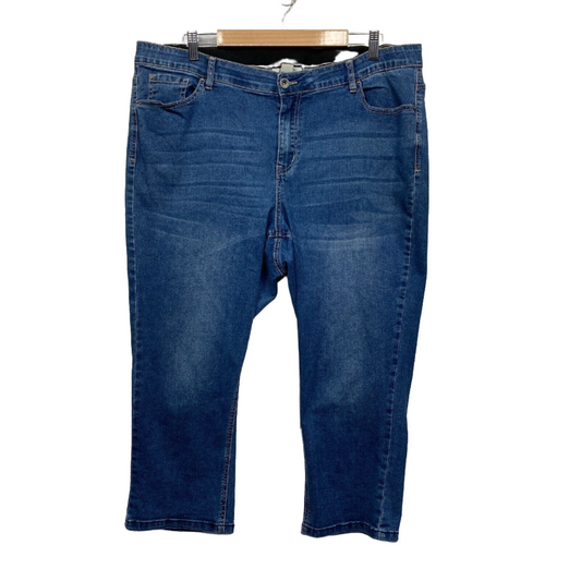 beme Pants Jeans Size 20 Plus Blue Denim Cropped 7/8 Length Straight Leg Preloved