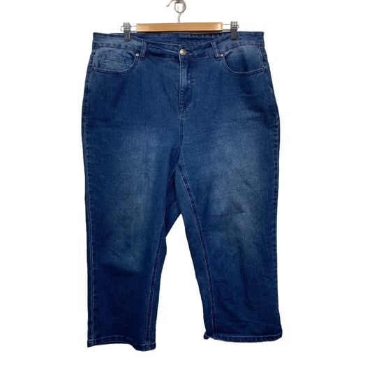 beme Pants Jeans Size 18 Plus Blue Denim Cropped 7/8 Length Straight Leg