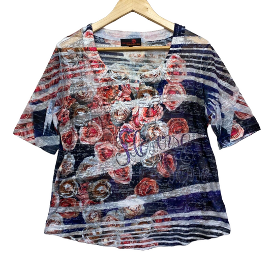 Seven Sisters Top  Size 14 5 Multicoloured Short Sleeve Floral