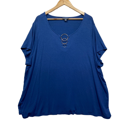 Autograph Top Size 2XL 24 Plus Blue Short Sleeve Casual Preloved